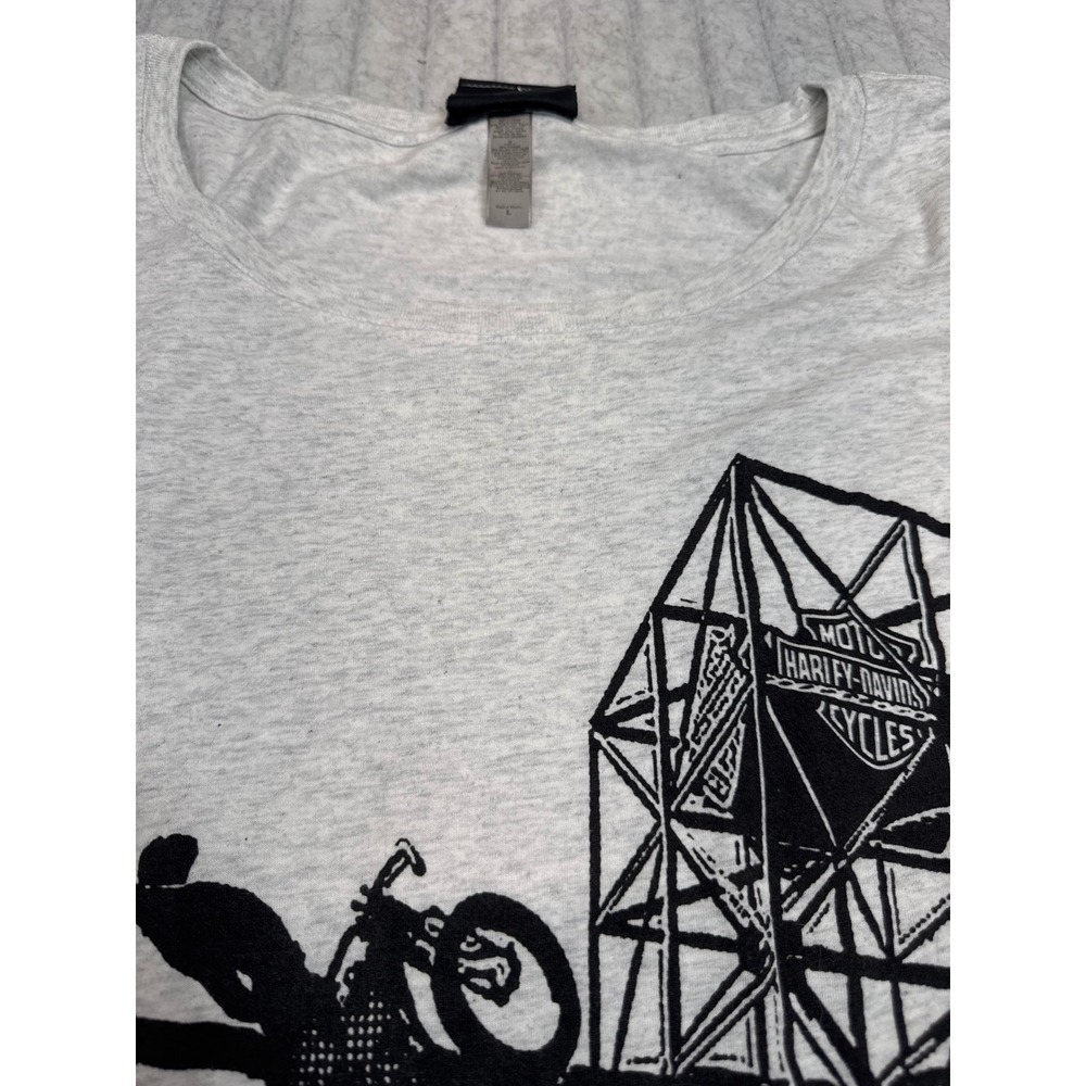 Harley-Davidson Museum Womens Grey Heather Long Sleeve Graphic T-Shirt Large L